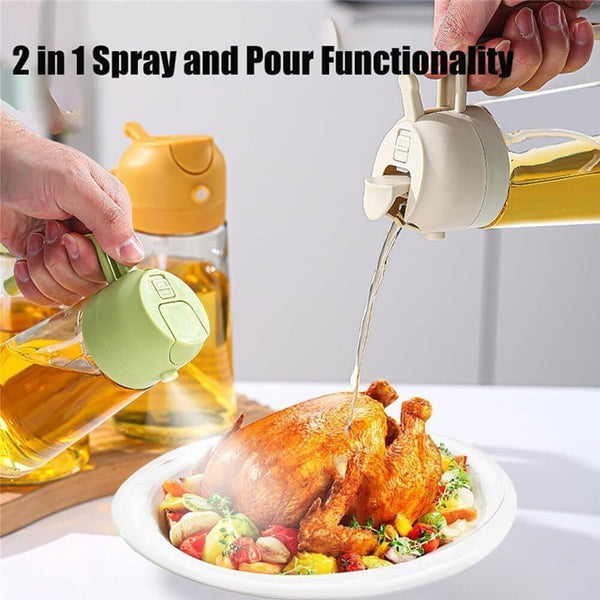 2PCS 2 In 1 Oil Sprayer Dispenser Cooking Baking BBQ Spray Bottle Kitchen Tool