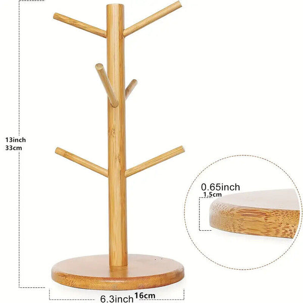 Wooden Tree Rack Mug Stand Coffee Tea Cup Holder Storage Rack Hanger HomeKitchen