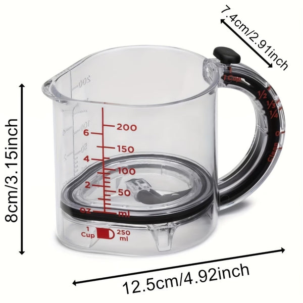 Adjustable Measuring Cup 4-in-1 | Transparent Kitchen Measure Jug + 5 Stainless Steel Spoons
