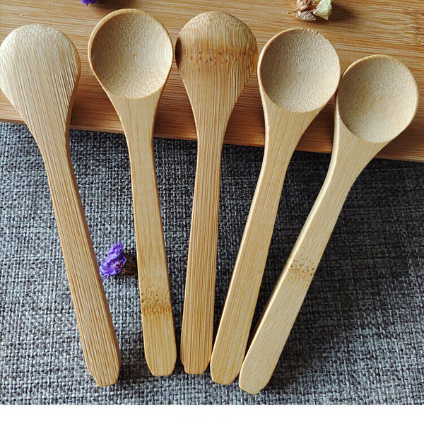 20PCS Natural Eco-friendly Small Wooden Spoon Scoop Mini Kids Safe Tableware AUS