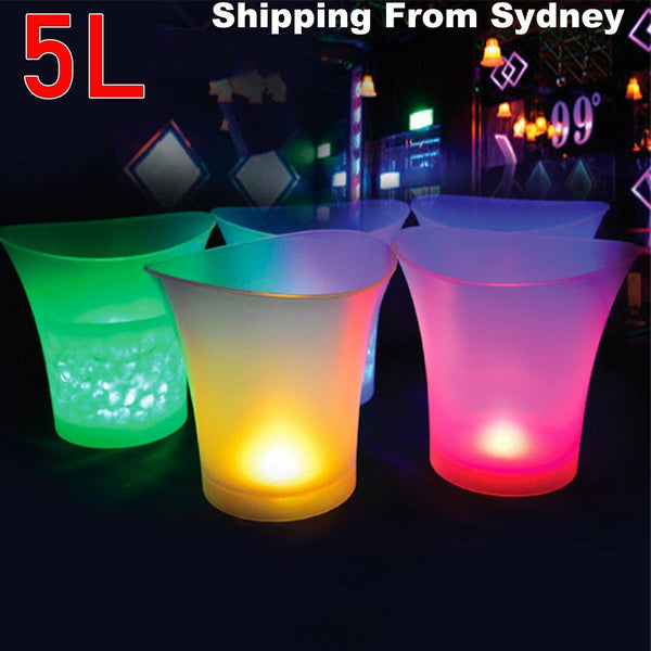 2pcs 5L LEDICE BUCKET Colour Changing Champagne Wine Drinks Cooler Light Glowing