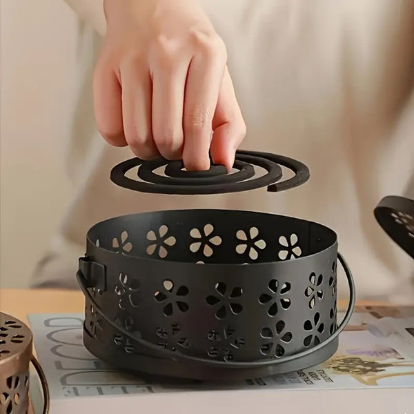 Metal Mosquito Coil Holder Iron Burner Mozzie Repellent Stand Outdoor