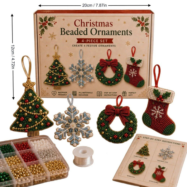 4PCS DIY Beaded Christmas Kit 3D Crystal Bead Holiday Craft Set for Adults