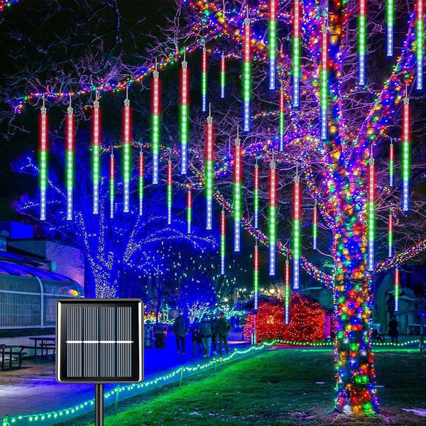 LED Solar Lights Meteor Shower Rain Christmas Tree String Lights Garden Outdoor