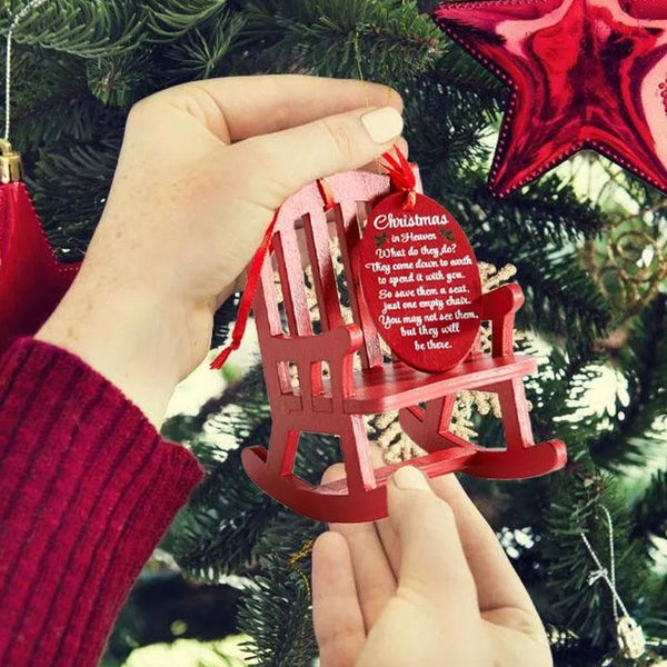 Wooden poem tag on the Christmas in Heaven memorial ornament