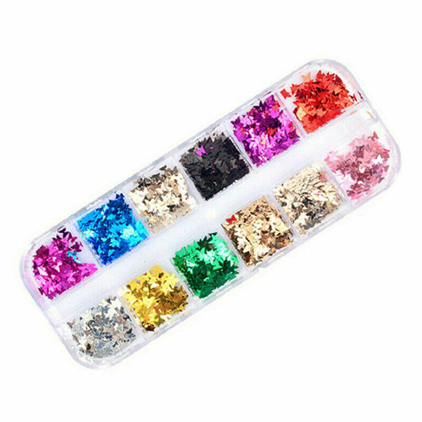 ❥ Nail Sequins Nail Art Flakes Glitter Foil Butterfly 3D Laser Holographic DIY