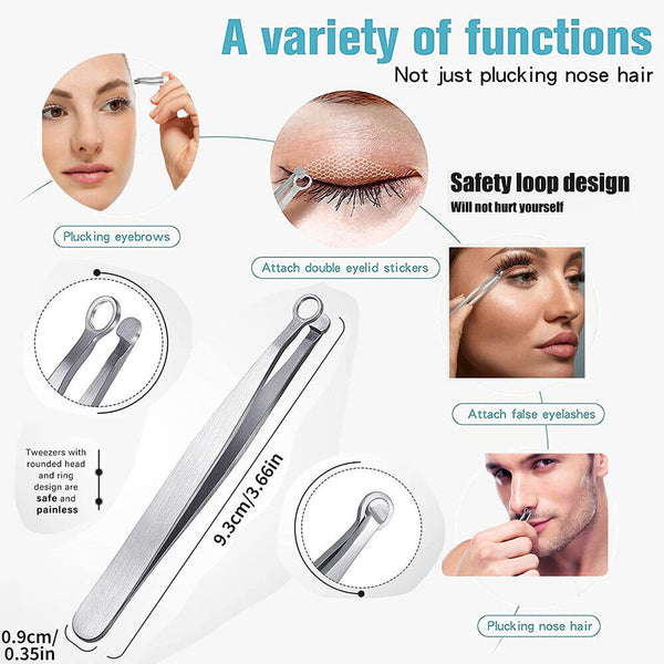 Nasal Cleaning Trimmer Round Tip Stainless Steel Nose Hair Trimming Tweezers