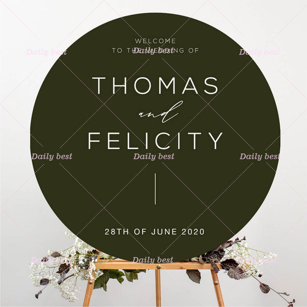 60cm Black Round Acrylic Board Wedding Welcome Sign Circle Baby Shower Engagemen