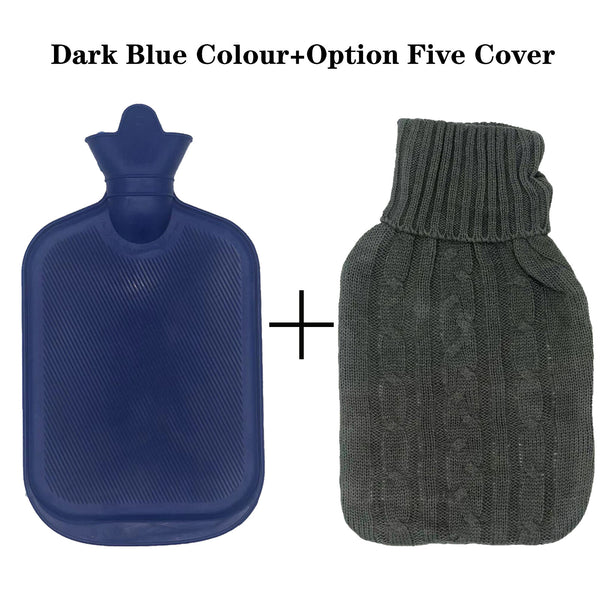2L Hot Water Bottle Winter Warm Natural Rubber Bag Relaxing Warmer and COVER
