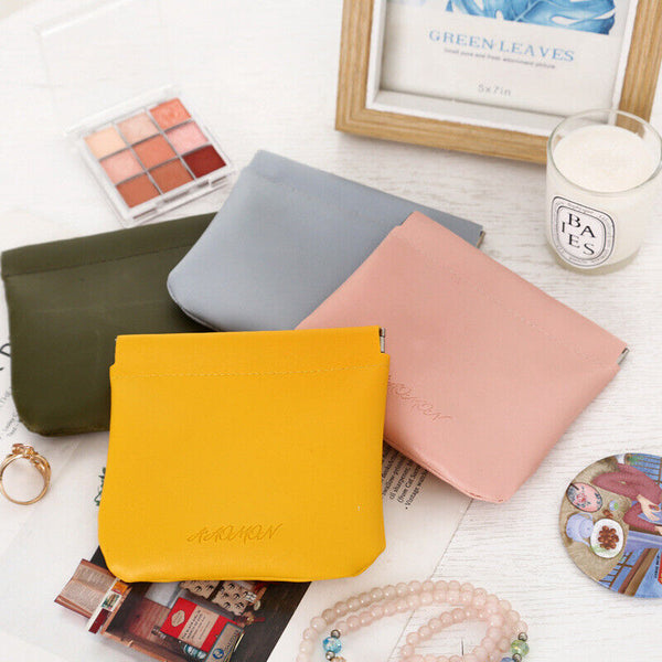 Pocket Cosmetic Bag Portable self-Closing Water-Resistant Leather Storage Bag AU