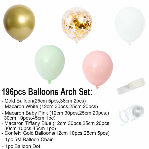 196pcs Pink Gold Balloon Garland Arch Kit Set Birthday Wedding Party Decorations