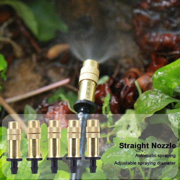 10-50x Adjustable Misting Nozzle Garden Patio Water Mister Brass Spray Sprinkler