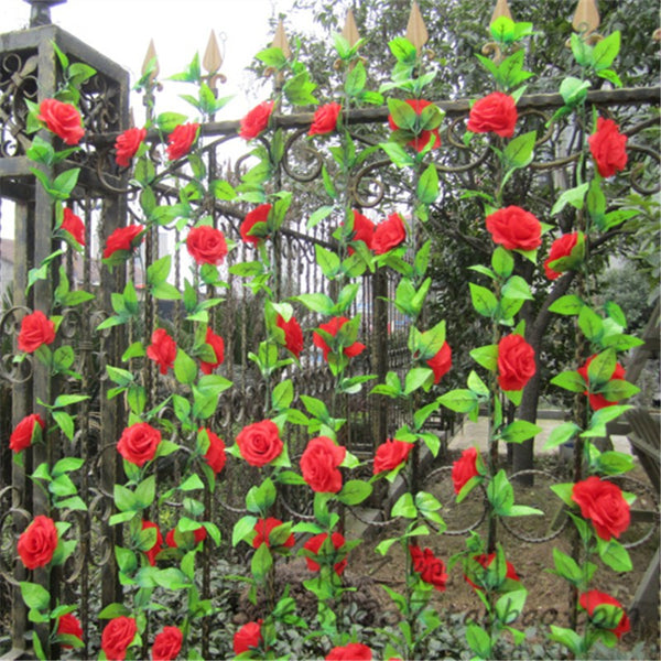 5pcs 2.4M Artificial Rose Garland Vine | Silk Hanging Flower Ivy for Wedding & Party Decor