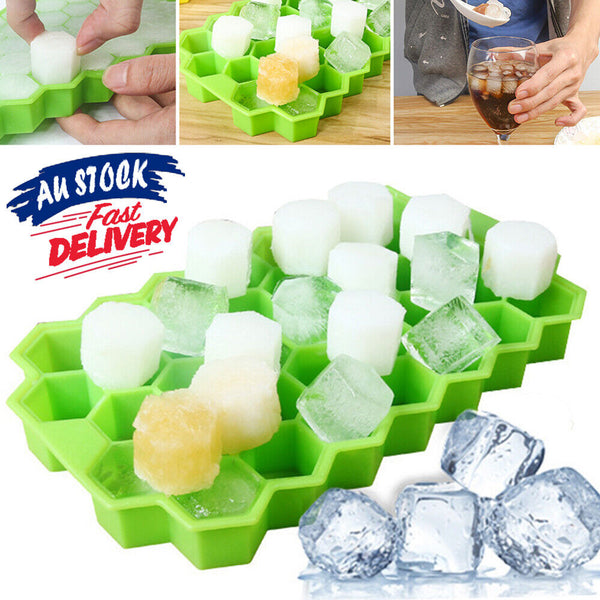 37 Slot Plastic + Lid Home Freezer Maker Silicone Ice Cube Tray Mould Kitchen