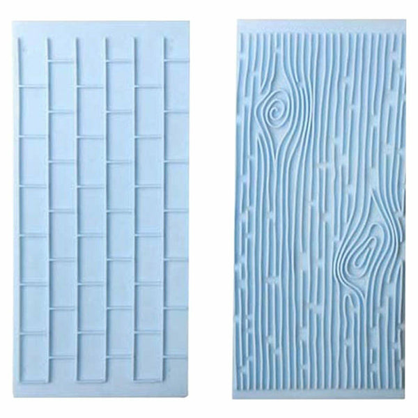 2pcs Cake Decoration Border Fondant Wall Brick Wood Grain Mold Mould Embosser AU