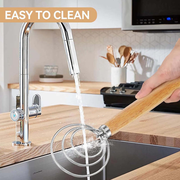 4pcs Stainless Steel Danish Dough Whisk | Wooden Handle Bread & Sourdough Mixer