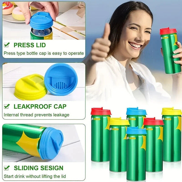 UP 12PCS Beverage Can Lid Cap Soda Drink Snaps Tops Cover Lock Sealer Protector