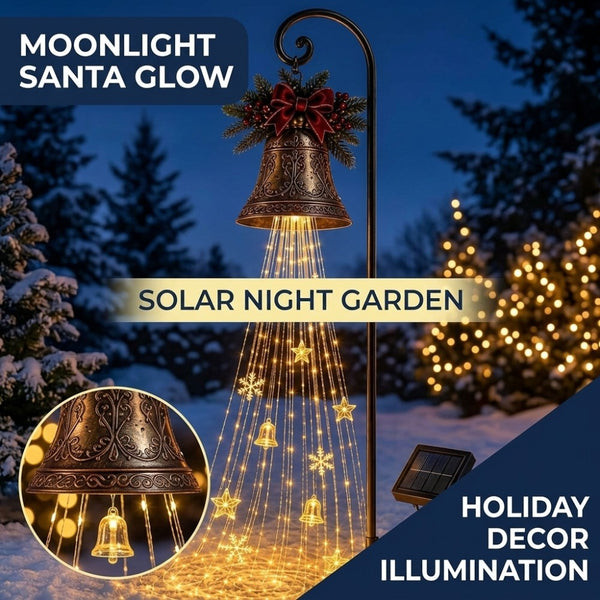Solar Christmas Bell Waterfall Lights Outdoor Garden LED String Waterfall Decor