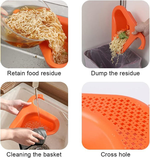 Swan Drain Basket Punch Free Kitchen Sink Filter Organizer Strainer Holder Tool