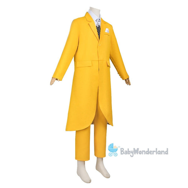 Adult Men The Mask Jim Carrey Yellow Suit Mask Cosplay Costume Halloween Party