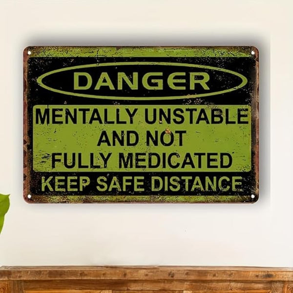 2pcs Wooden Wall Sign Plaques 30x18cm | Funny Keep Safe Distance Vintage Wall Decor