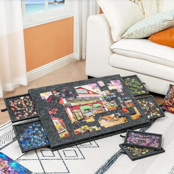 1000pcs jigsaw Puzzle Board Portable Felt Puzzle Plateau 6 Drawers Puzzle Table
