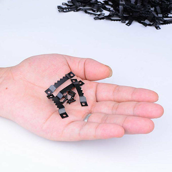 100Sets Sawtooth Picture Frame Hangers Oil Hanging Wall Hooks + Screws Black AU