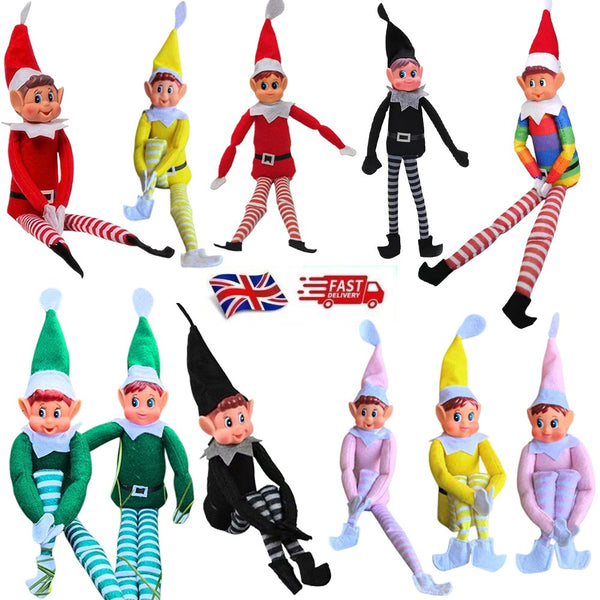 Christmas elf dolls in red, green, blue, pink, yellow, black and rainbow, boy and girl styles