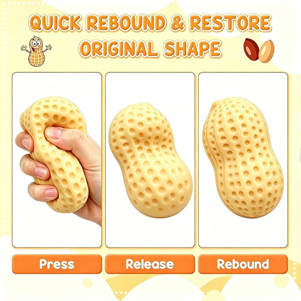 Peanut squishy press, release and rebound