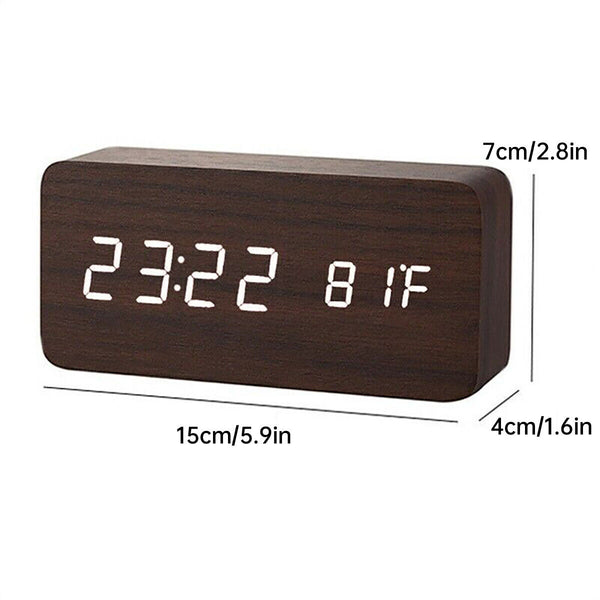 Wooden Alarm Clock Modern Digital Desk Clock Decorative Gift Wood Craft Home