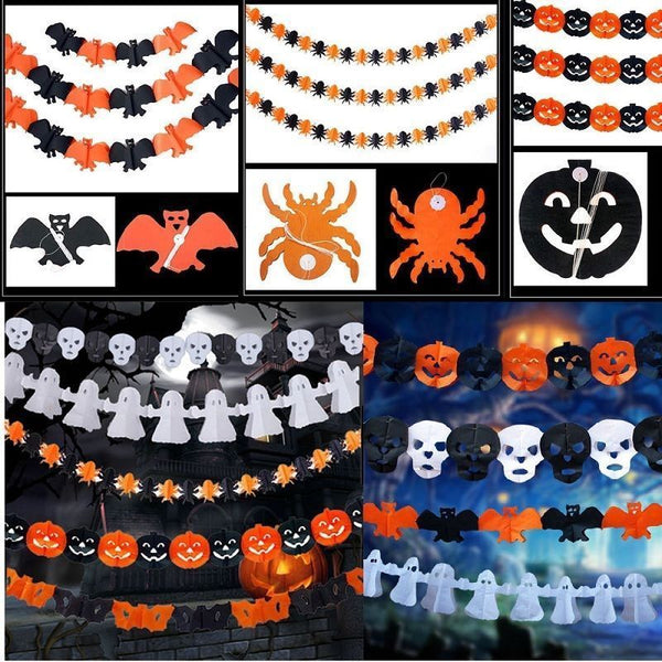 AU Halloween 3M Bat Hanging Pumpkin Spider Bat Garland Scary Decoration Party