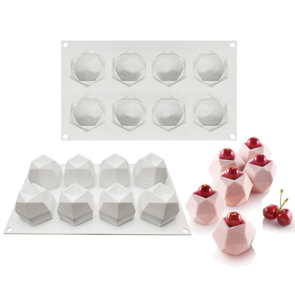 8 Holes Polygonal Cube Candle Mould Silicone Wax Cake Dessert Plaster Mold DIY