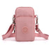 Women Pink Crossbody Phone Bag Nylon Shoulder Purse Coin Storage Pouch