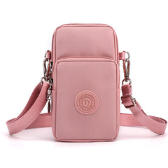 Women Pink Crossbody Phone Bag Nylon Shoulder Purse Coin Storage Pouch