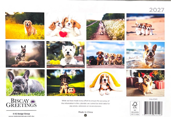 2027 Calendar Cute Puppy Dogs australia HD Print 16 month Calendar2027 A4 Size