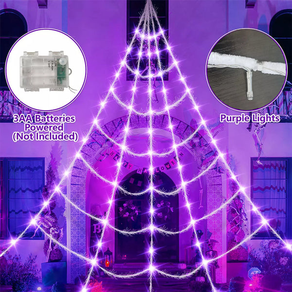 Indoor Halloween spider web light display for parties