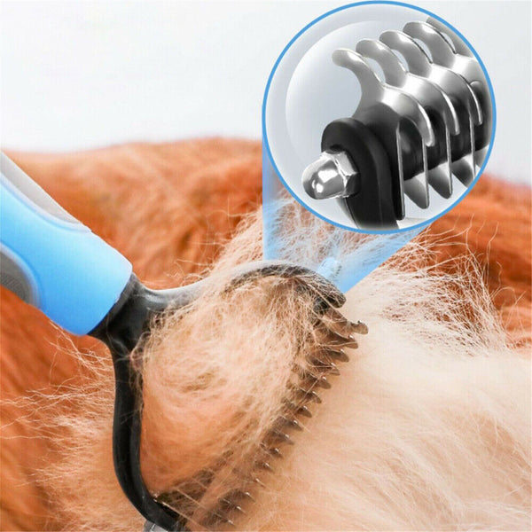 2x Dog Pet Grooming Comb Brush Undercoat Rake Dematting Deshedding Trimmer Tools