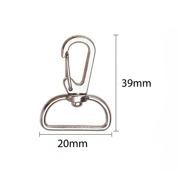 10X Silver 20mm Lobster Clasp Swivel Trigger Clip Keychain Snap Hook Key Ring DI