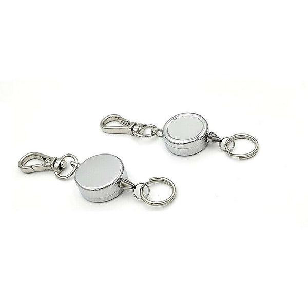 2X Retractable Stainless Steel Keyring Pull Ring Key Chain Recoil Heavy Duty AU