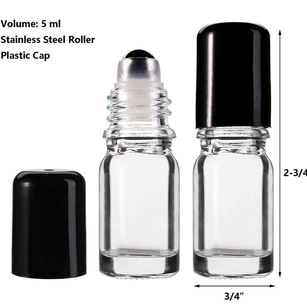 10PCS Glass Roller Bottles Essential Oil Roll-On Bottles 5ML 10ML