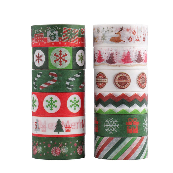 Red and green Christmas washi tape rolls
