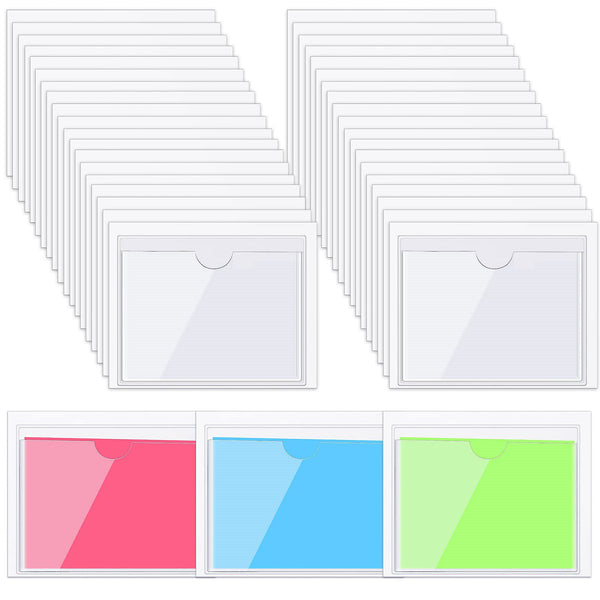 10x Self-Adhesive Index Card Pockets with Top Open for Loading Ideal Card Holder