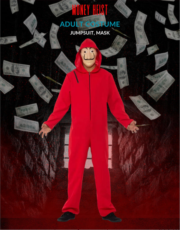 Halloween Unisex Red Salvador Dali La Jumpsuit Money Heist Criminal Mask Costume