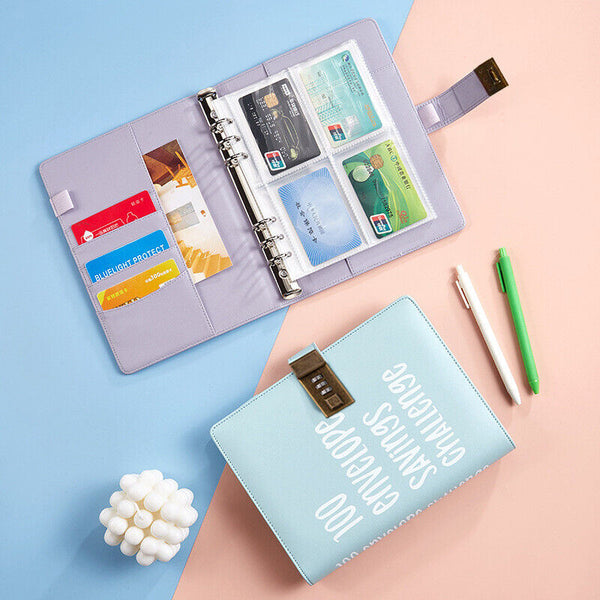 100 Days-Envelope Saving Money Book Budget Savings Challenge Binder with Lock