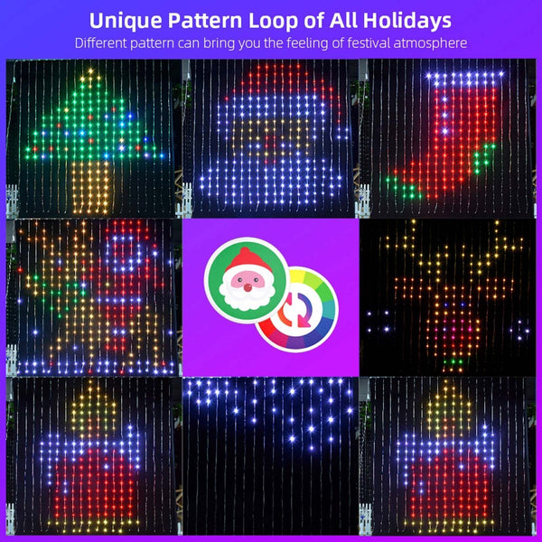 RGB Smart 400 LED Curtain String Light App Programmable DIY Hanging Fairy lamp