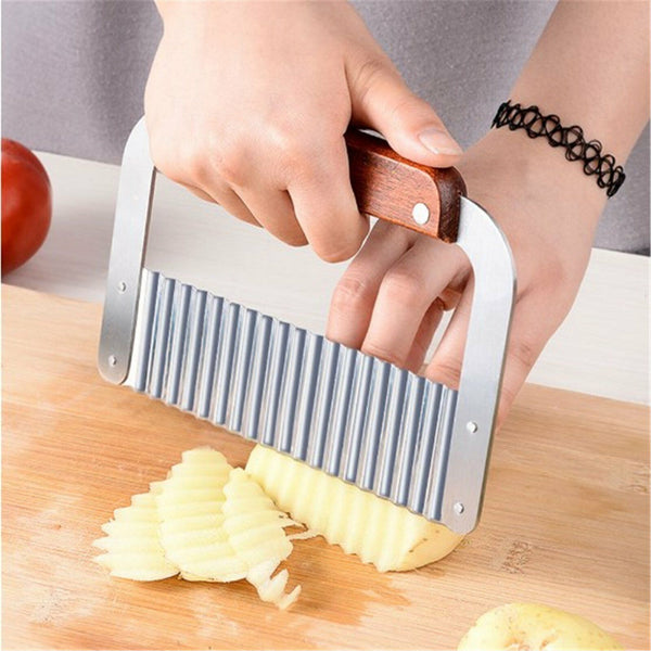 Potato Crinkle Cutter Dough Wavy Slicer Steel Kitchen Vegetable Chip Blade Knife