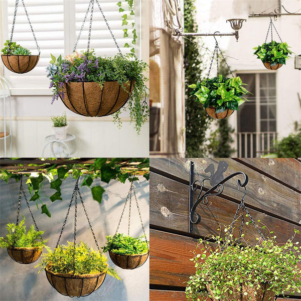 UP 10PCS Flower Pot Hanging Chain 3 Point Garden Plant Hanger S Hook Chain Black