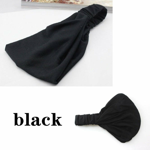 1/2PCS Yoga Hair Band Head Scarf Wrap Elastic Band Bandana Cap Black Headwrap