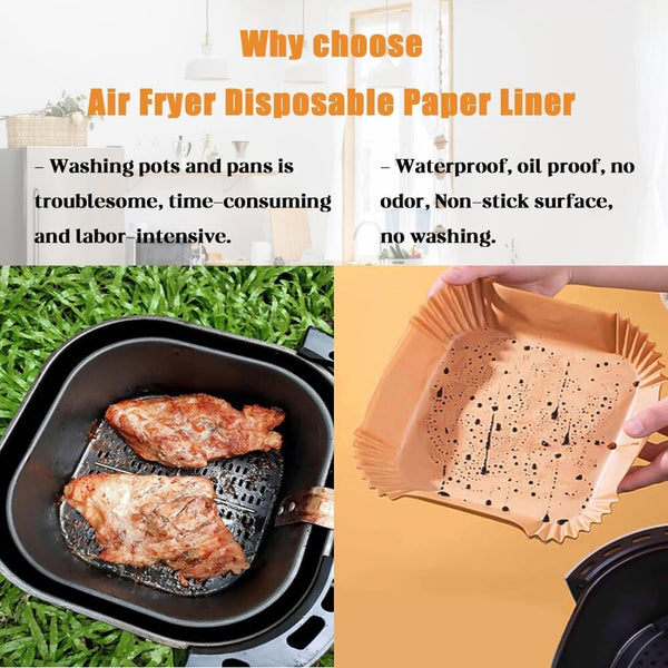 Air fryer parchment paper keeps the basket clean compared with cooking without a liner