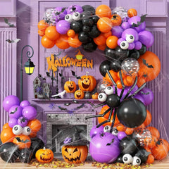 Halloween Balloon Garland Kit – Orange Purple & Black DIY Spider Arch, 130+ Pcs